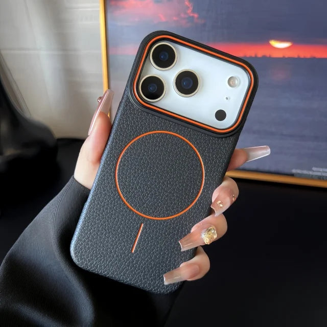 Luxury Litchi Texture Silicone Magsafe Magnetic Case For iPhone
