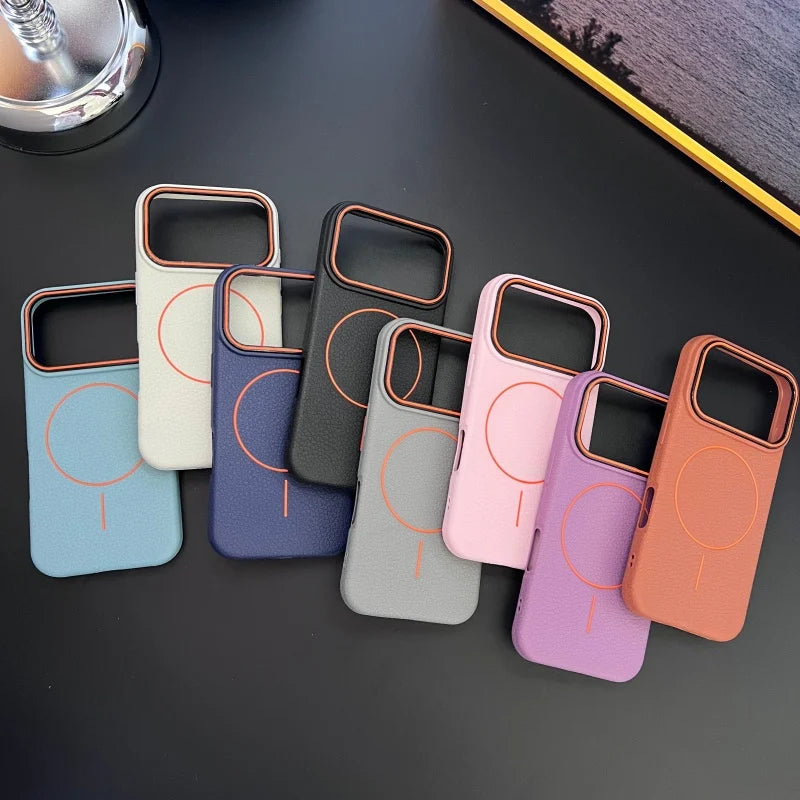 Luxury Litchi Texture Silicone Magsafe Magnetic Case For iPhone