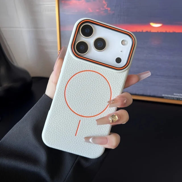 Luxury Litchi Texture Silicone Magsafe Magnetic Case For iPhone