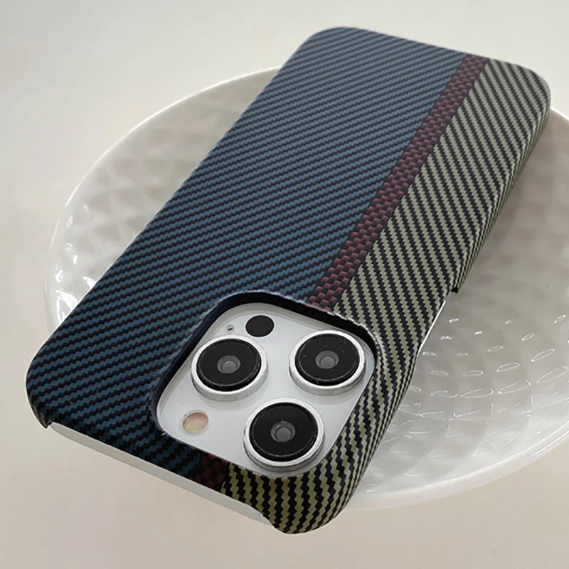 Luxury carbon fiber patterned frameless phone case for iPhone