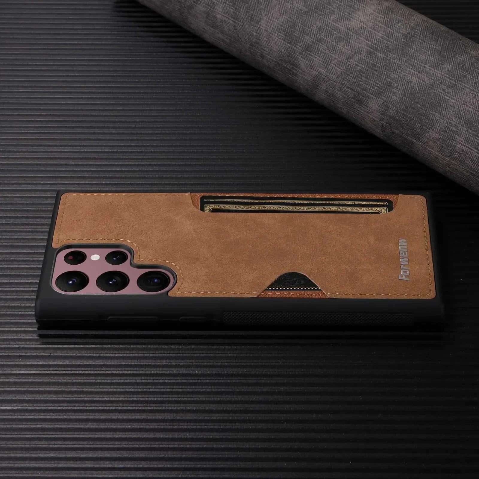 Leather card insertion phone case for Samsung
