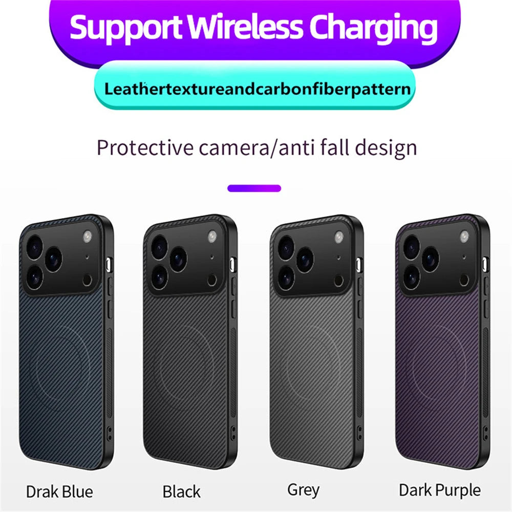 Ultra Thin Carbon Fbier Magnetic Leather Case for iPhone