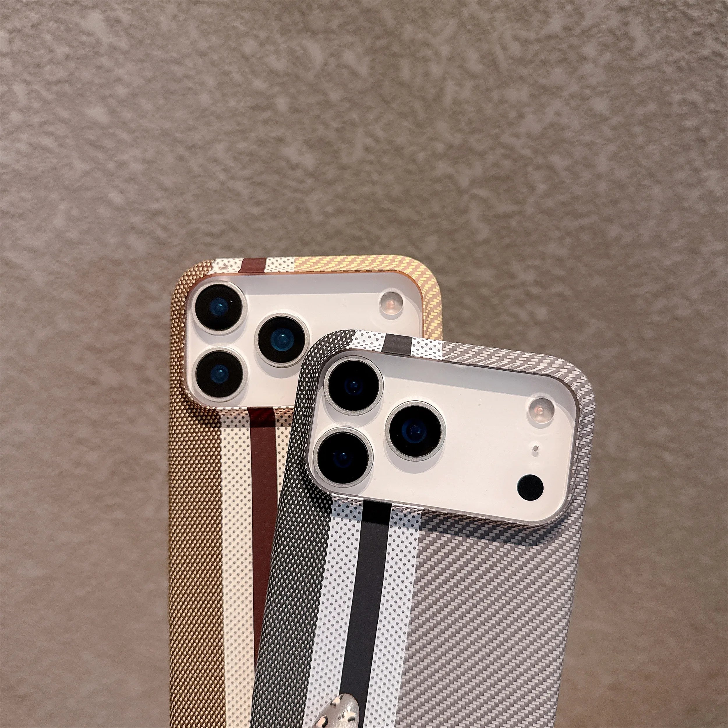 Kevlar Carbon Fiber Stripe Texture Hard PC case for iPhone