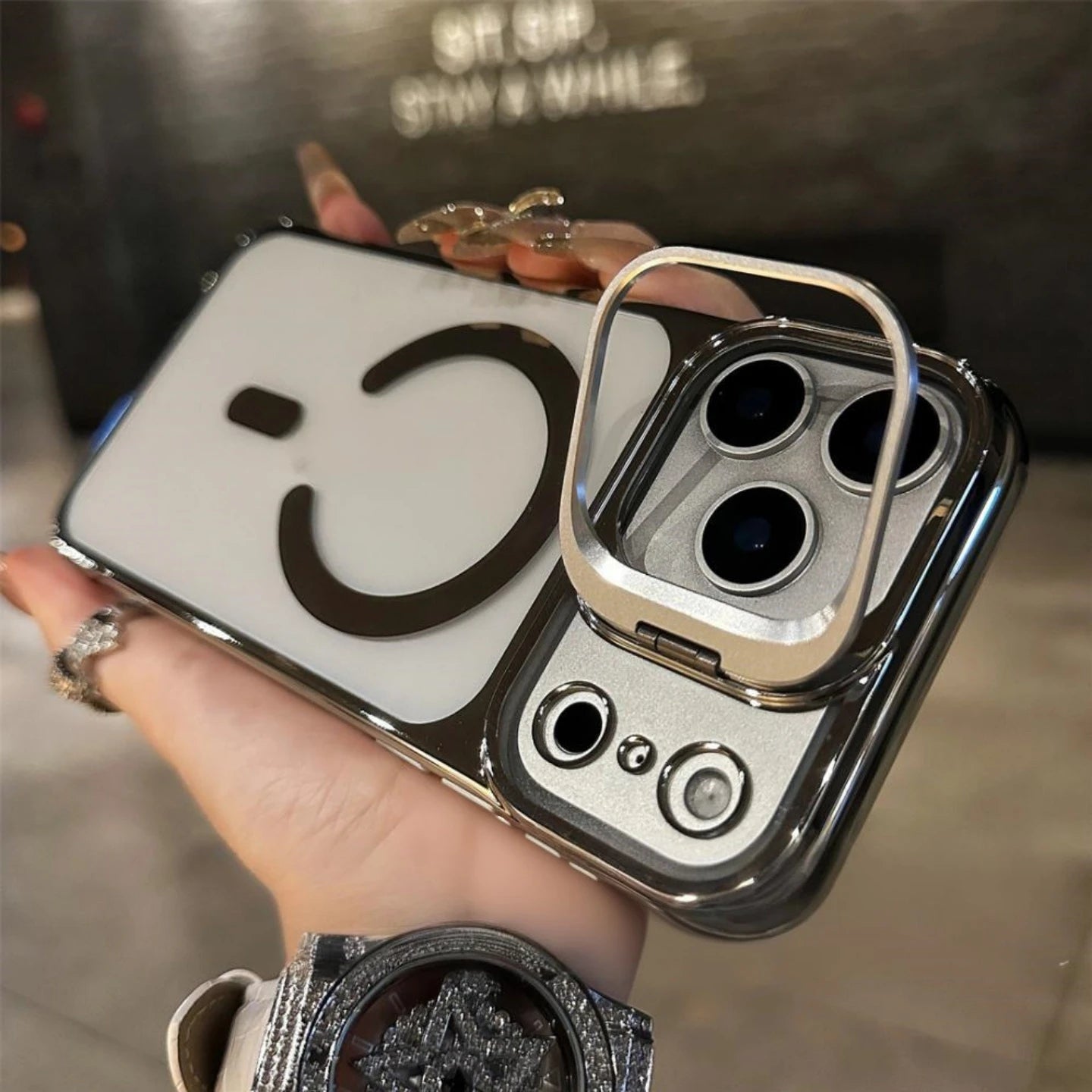 Magnetic Borderless Case with Built-in Lens Holder For iPhone