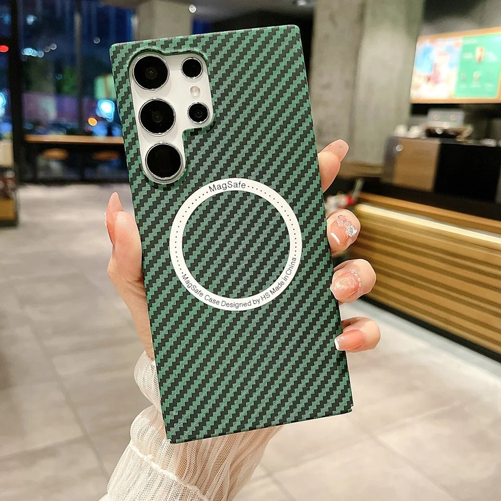 Carbon Fiber Magnetic Cover For Samsung For Magsafe