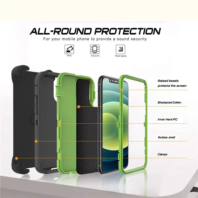 3 in 1 heavy-duty shock-absorbing strap strap clip phone case suitable for Samsung