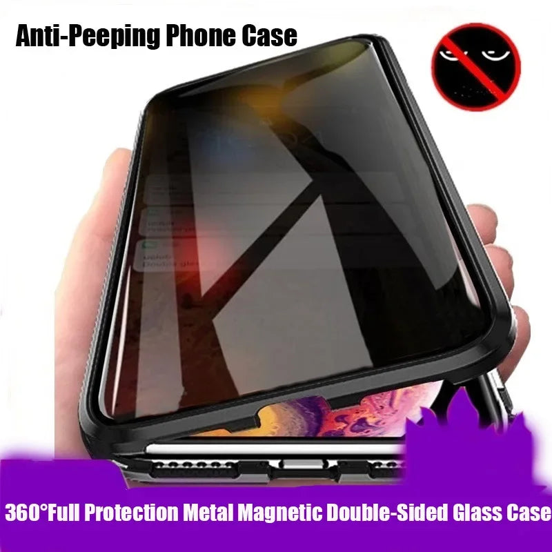 New Titanium Dual Magnetic Privacy Glass Case For iPhone