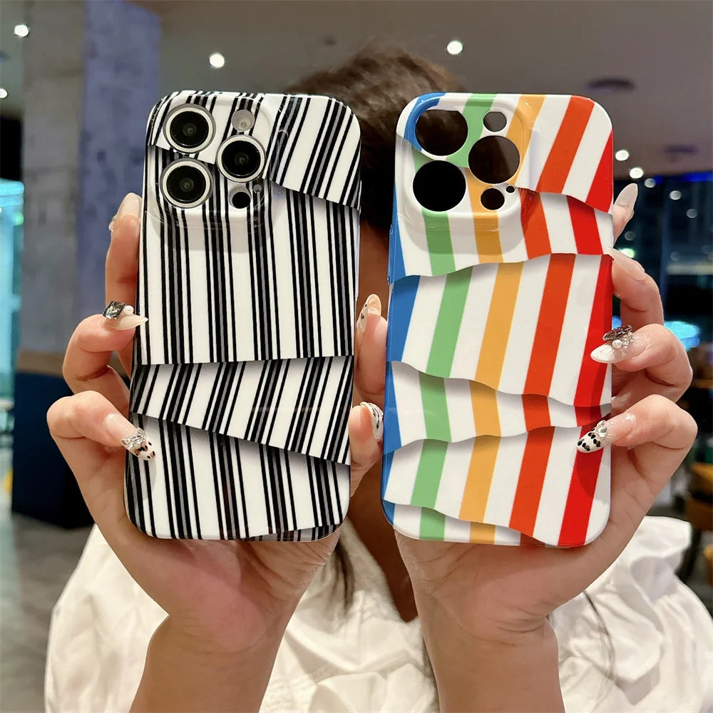 Stylish 3D Irregular Glossy Stripes Phone Case For iPhone