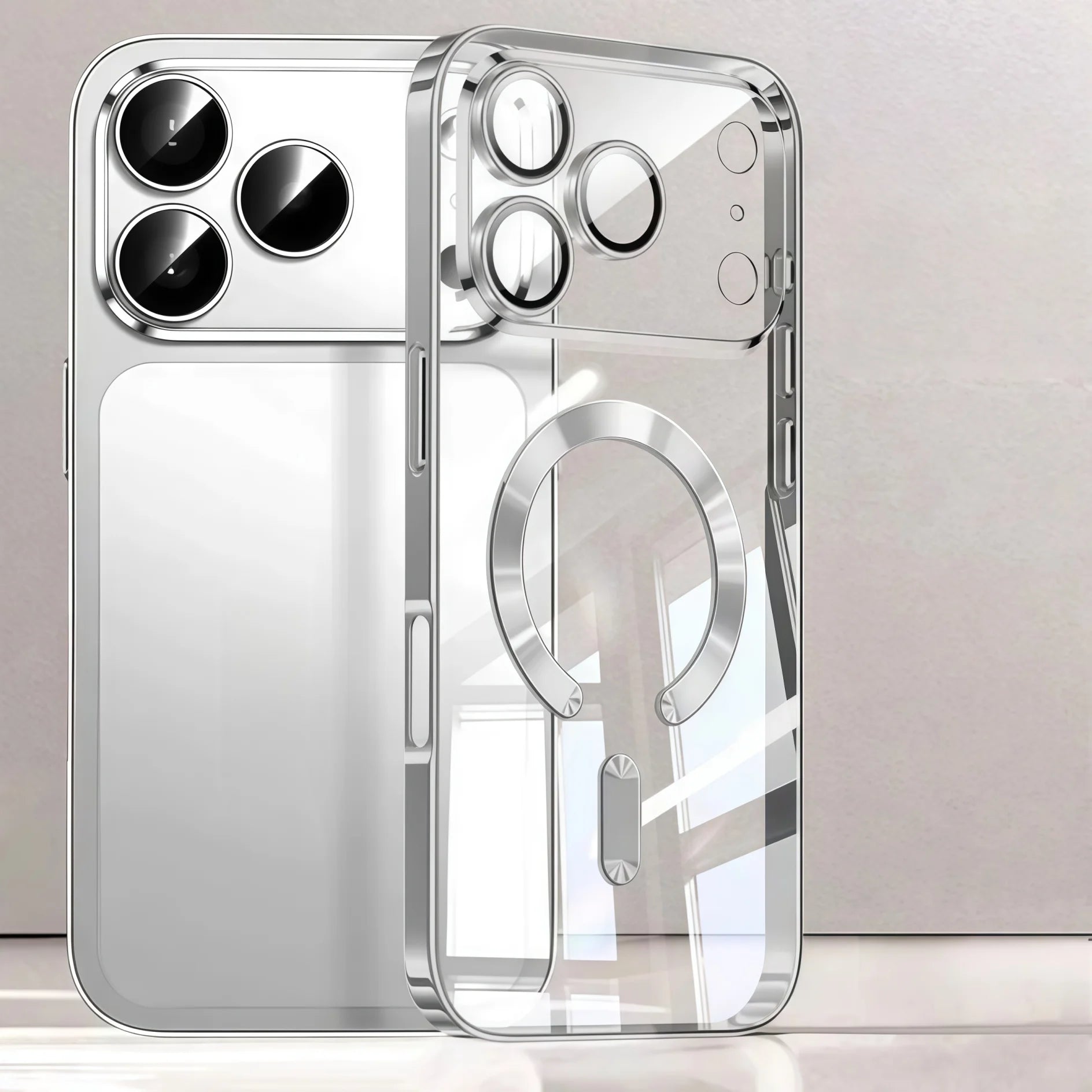 Camera Protection Clear Luxury Plating Cover Soft TPU Drop Protective With Magnetic Phone Case For iPhone