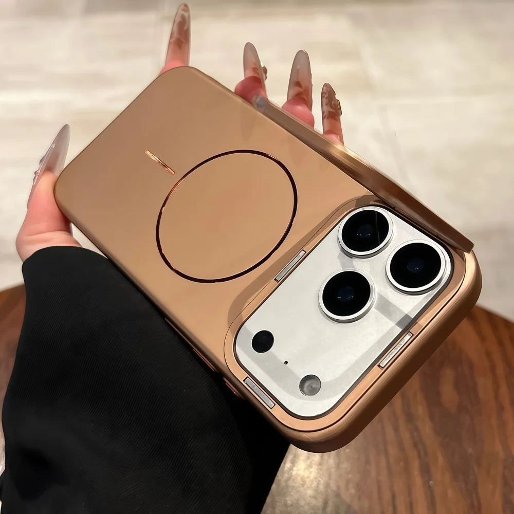 Gold-plated fine-ring magnetic case for iPhone