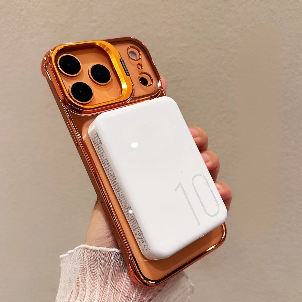 Clear Broderless PC Plating Case for iPhone Hold Lens Bracket