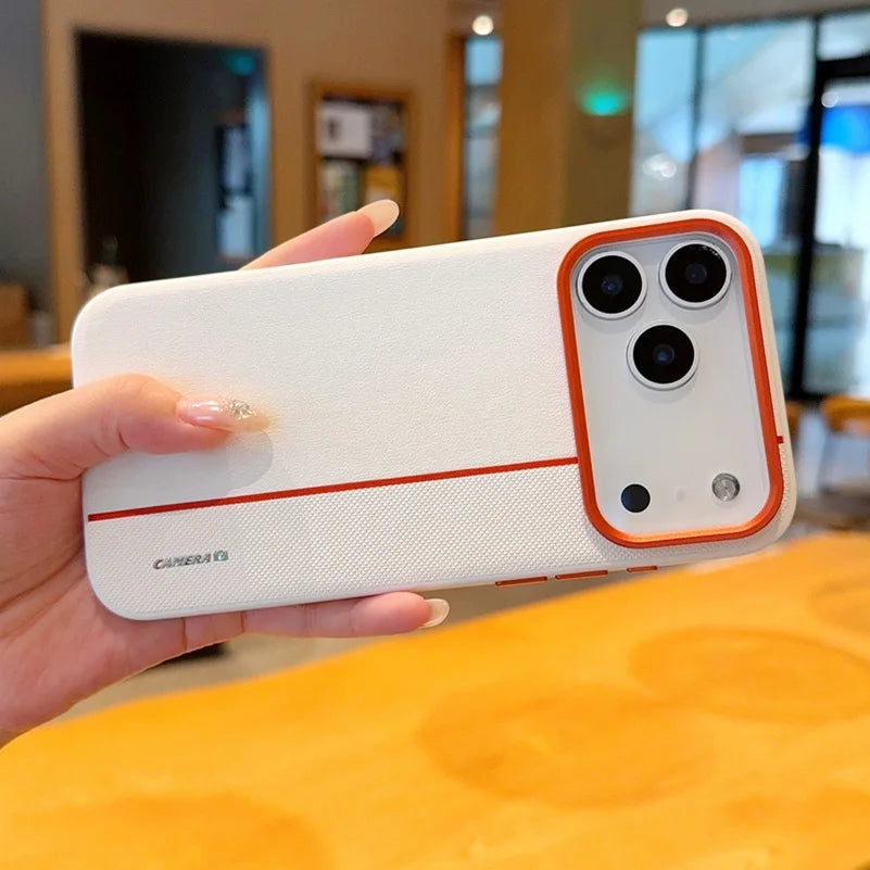 Colorful Leather Red Lens Ring Raised Protective Lens Case For iPhone