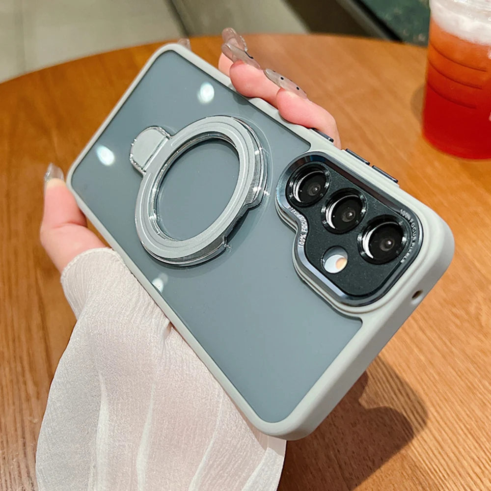 Luxury metal magnetic bracket phone case for Samsung