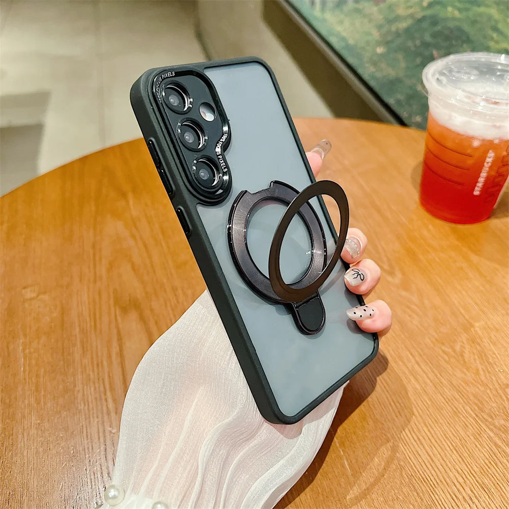 Luxury metal magnetic bracket phone case for Samsung