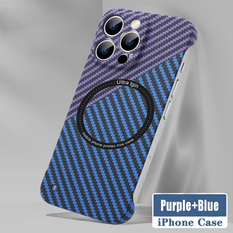 Ultra thin carbon fiber magnetic phone case suitable for iPhone