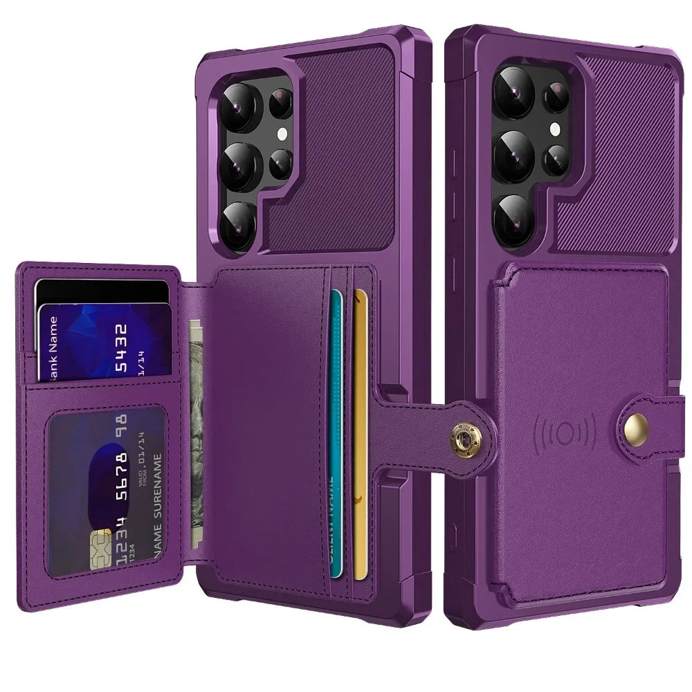 Card holder magnetic charging phone case suitable for Samsung