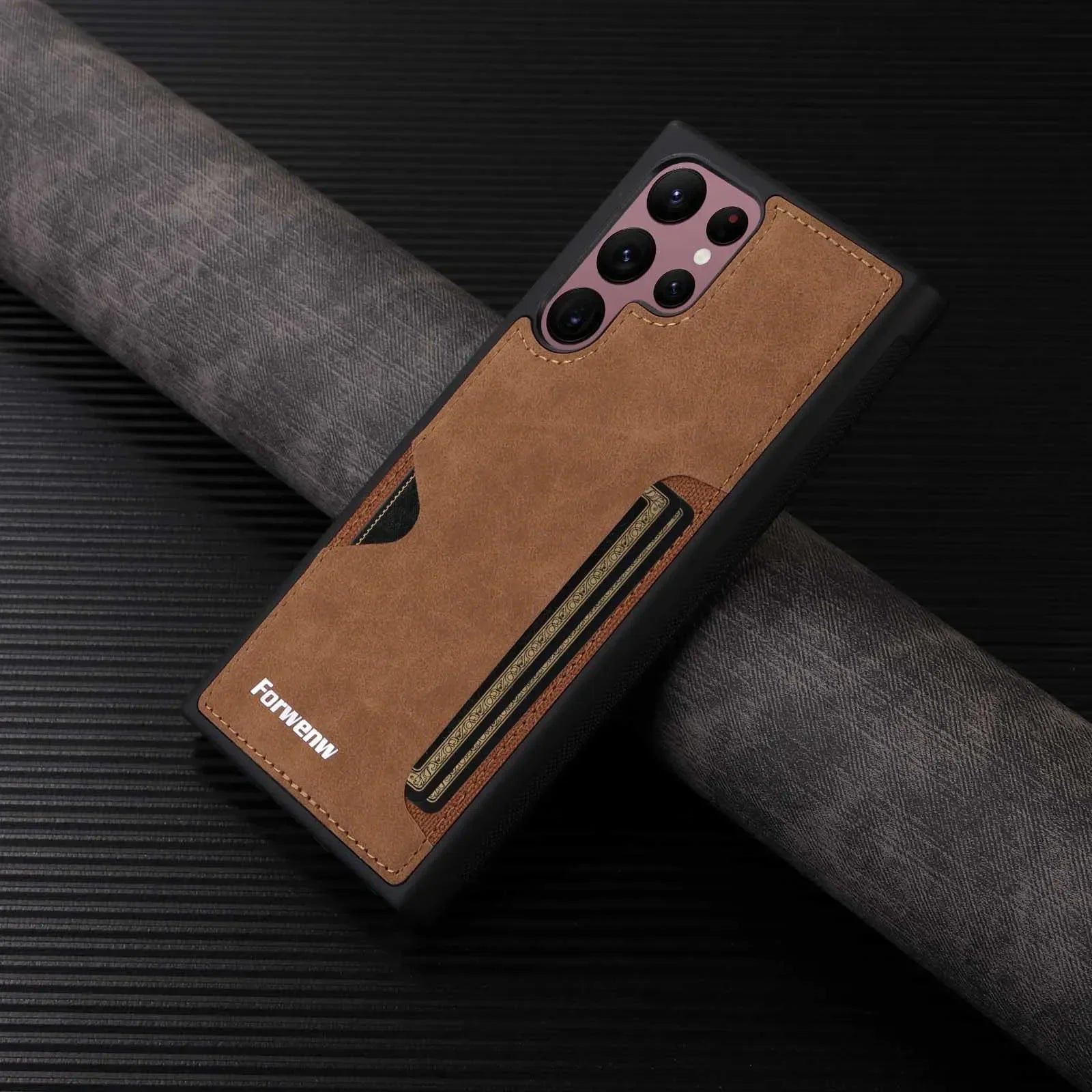 Leather card insertion phone case for Samsung