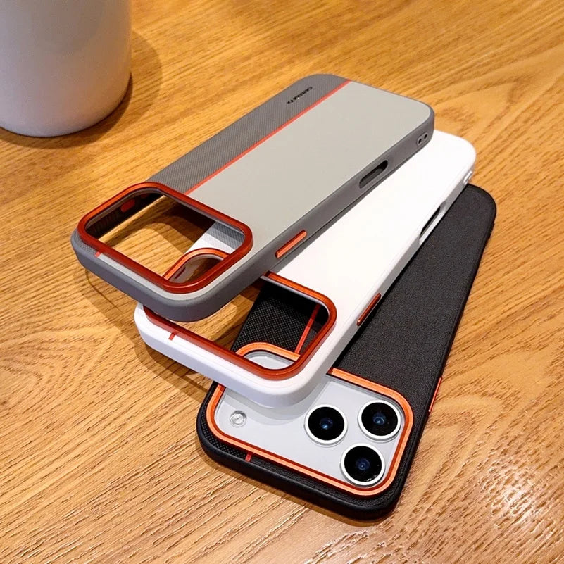 Colorful Leather Red Lens Ring Raised Protective Lens Case For iPhone