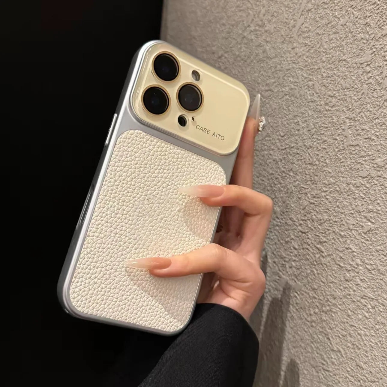 Creative Large Window Color Blocking PU Leather Case for iPhone