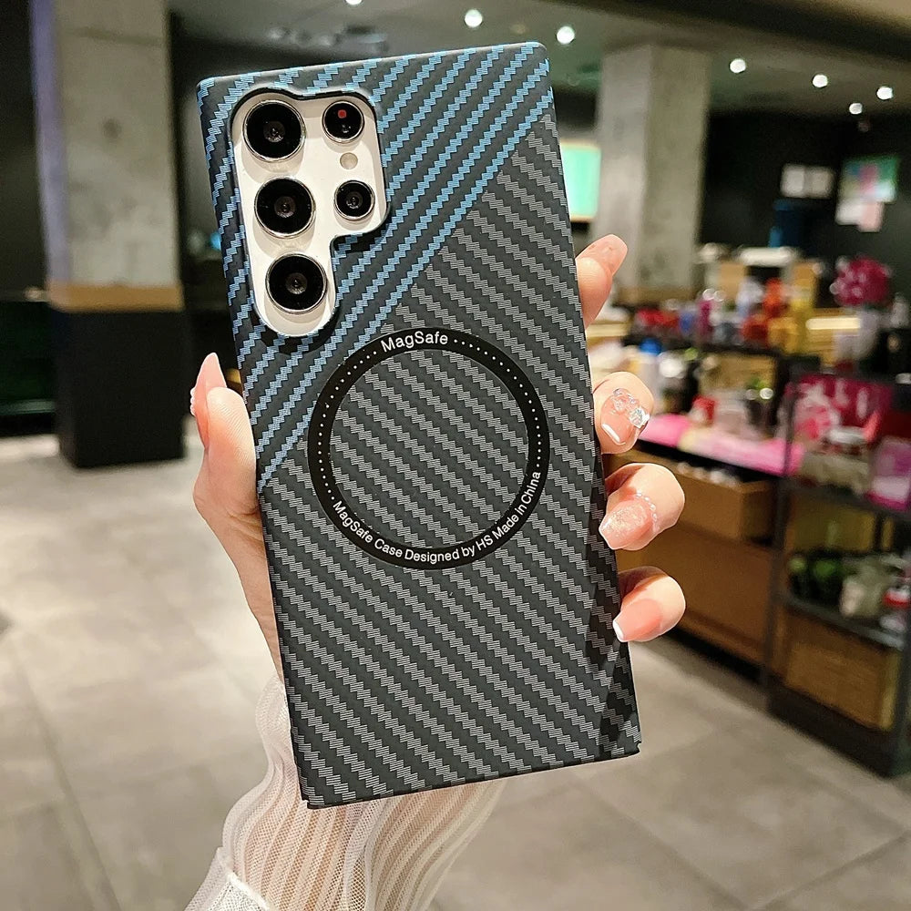 Carbon Fiber Magnetic Cover For Samsung For Magsafe