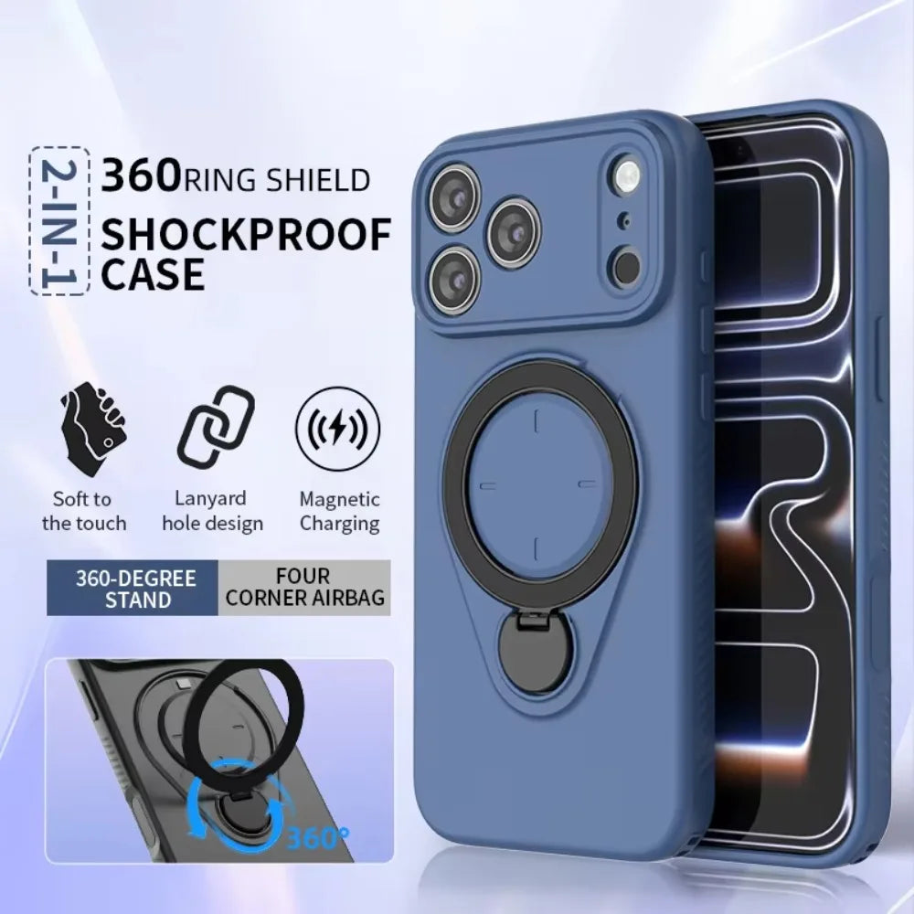Magnetic TPU Phone Case with 360° Rotating Kickstand For iPhone