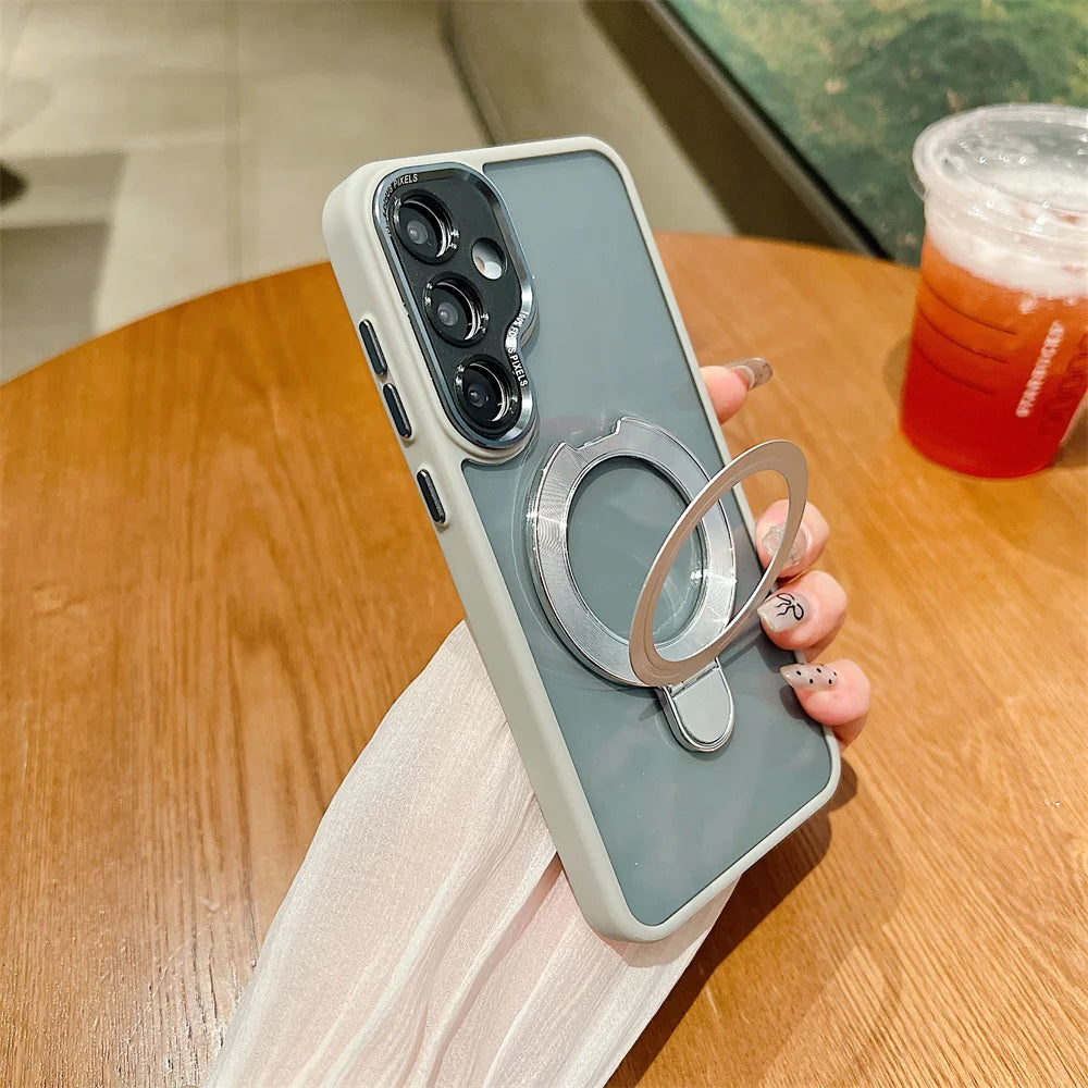 Luxury metal magnetic bracket phone case for Samsung