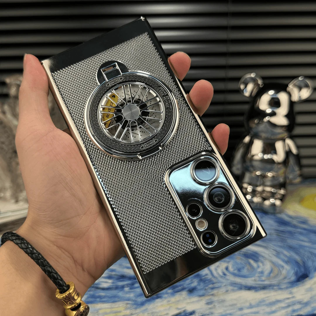 Metal hard shell rotating bracket phone case suitable for Samsung