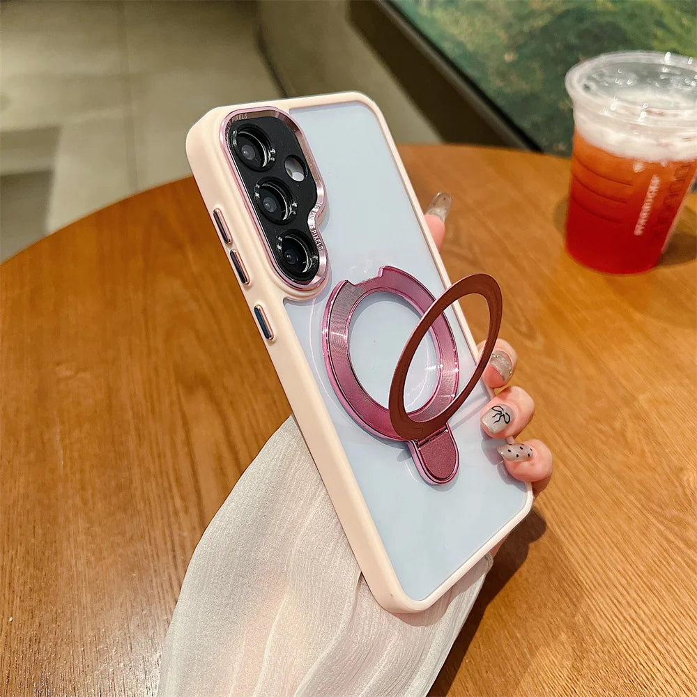 Luxury metal magnetic bracket phone case for Samsung