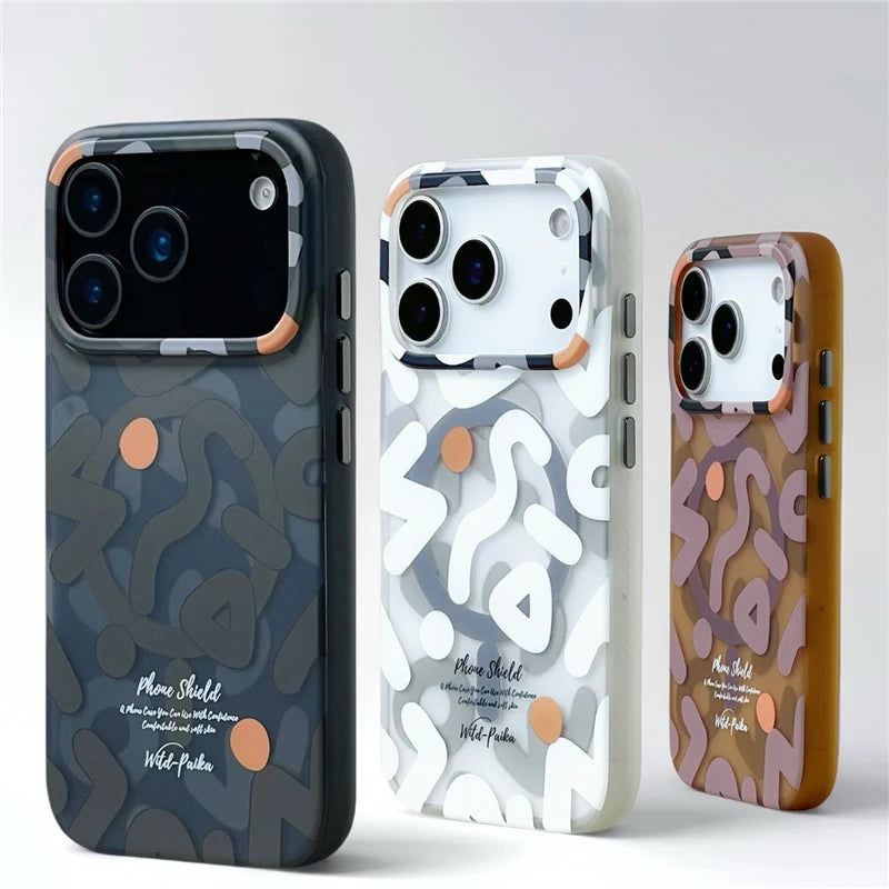Trendy Graffiti Pattern for Magsafe Wireless Charge Case For iPhone