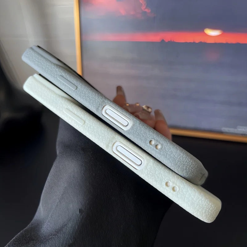 Luxury Litchi Texture Silicone Magsafe Magnetic Case For iPhone