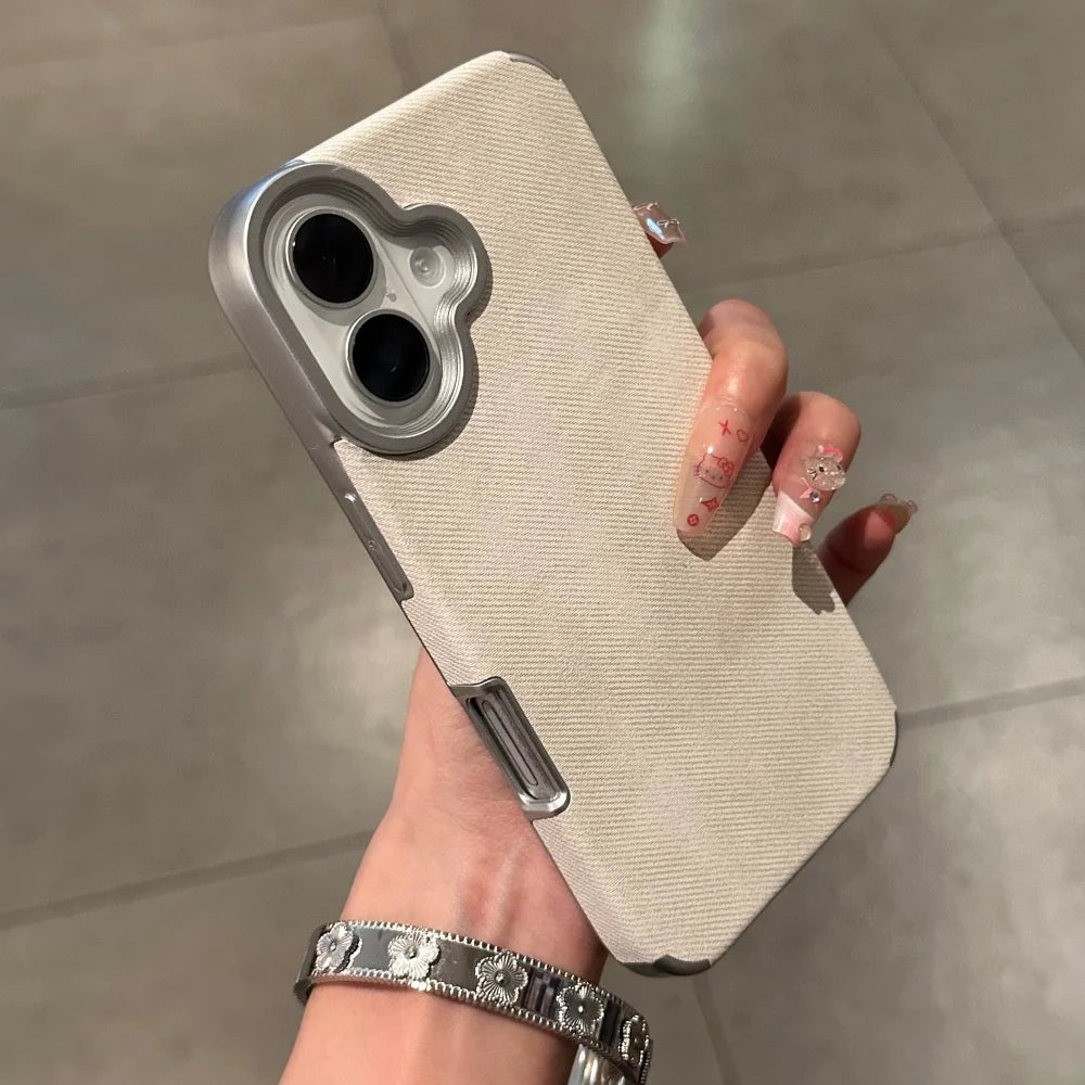 Luxury Jeans Fabric Soft Plating Case for iPhone