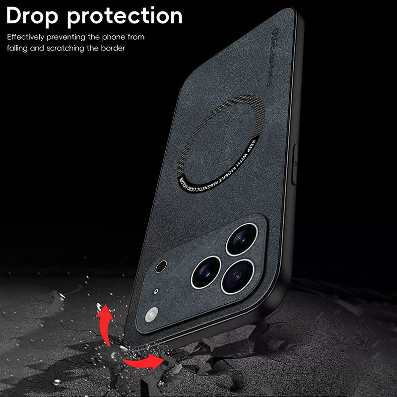 Luxury Leather Magnetic Phone Case For iPhone For Magsafe
