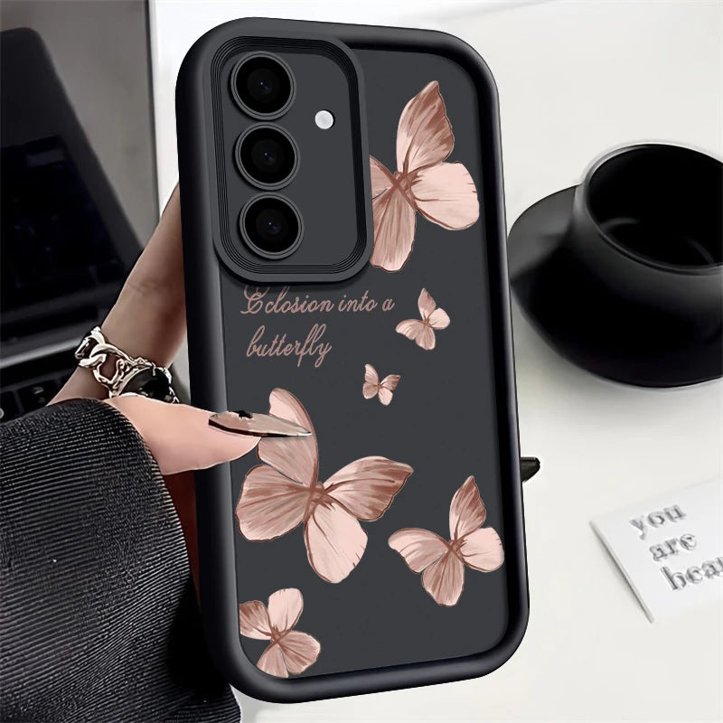 Gold Butterfly Soft TPU Case For Samsung Galaxy