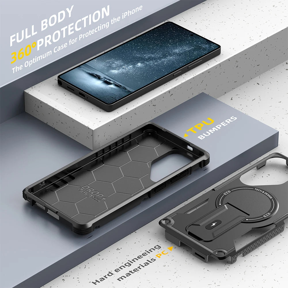 All inclusive bracket wireless charging shockproof phone case for Samsung