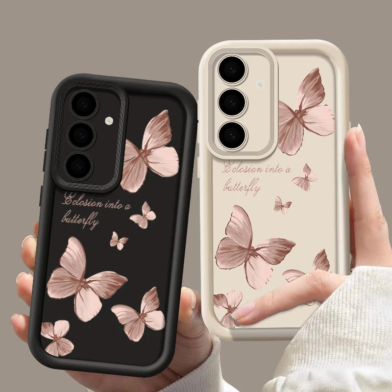 Gold Butterfly Soft TPU Case For Samsung Galaxy
