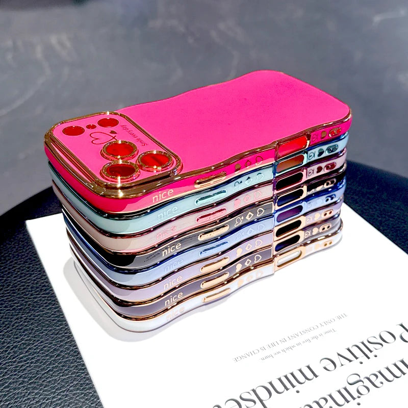 Electroplated Large Window Wave Design Protective Case For iPhone