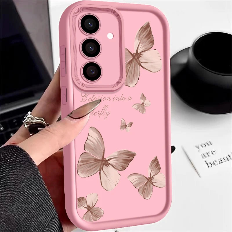Gold Butterfly Soft TPU Case For Samsung Galaxy