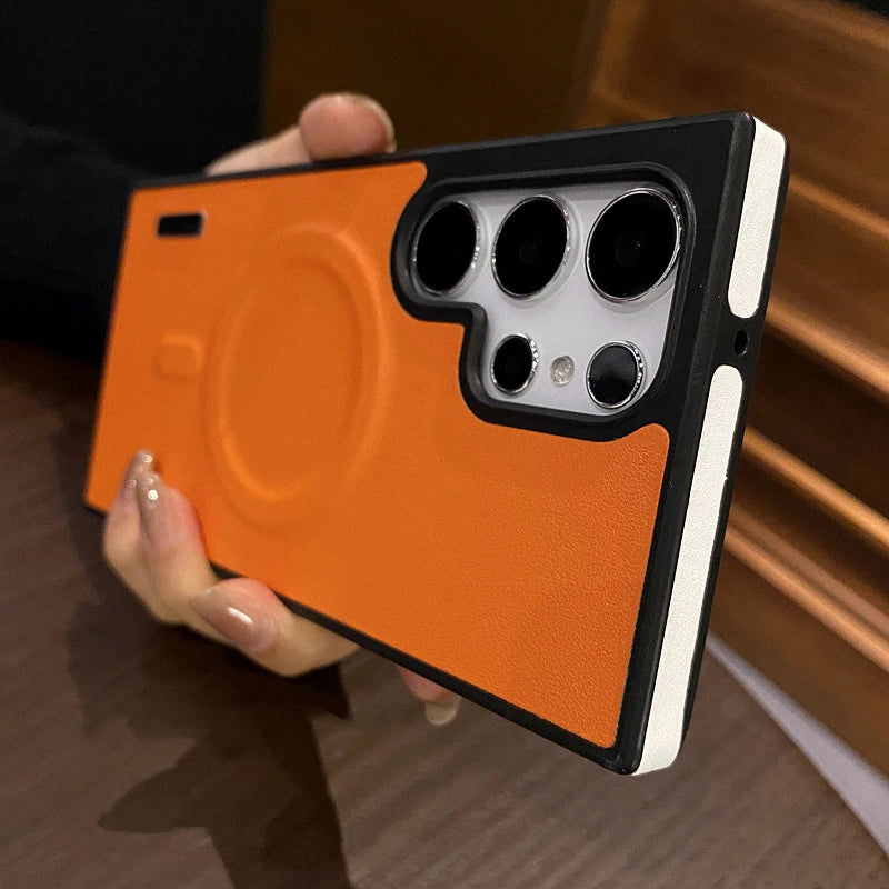 Luxury matte leather shock-absorbing soft phone case suitable for Samsung