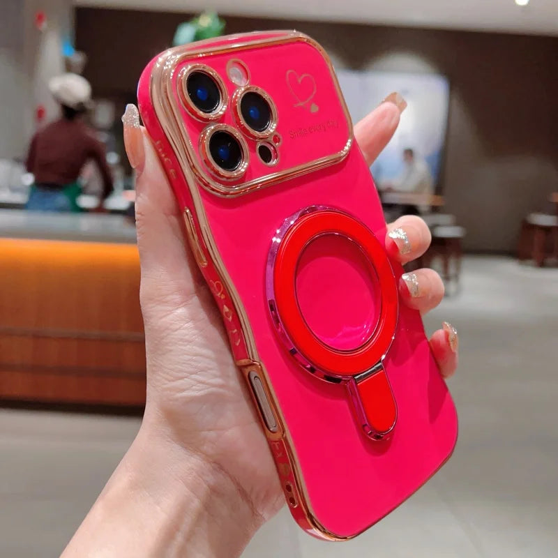 Wave Plating Side Love Heart Phone Case For iPhone