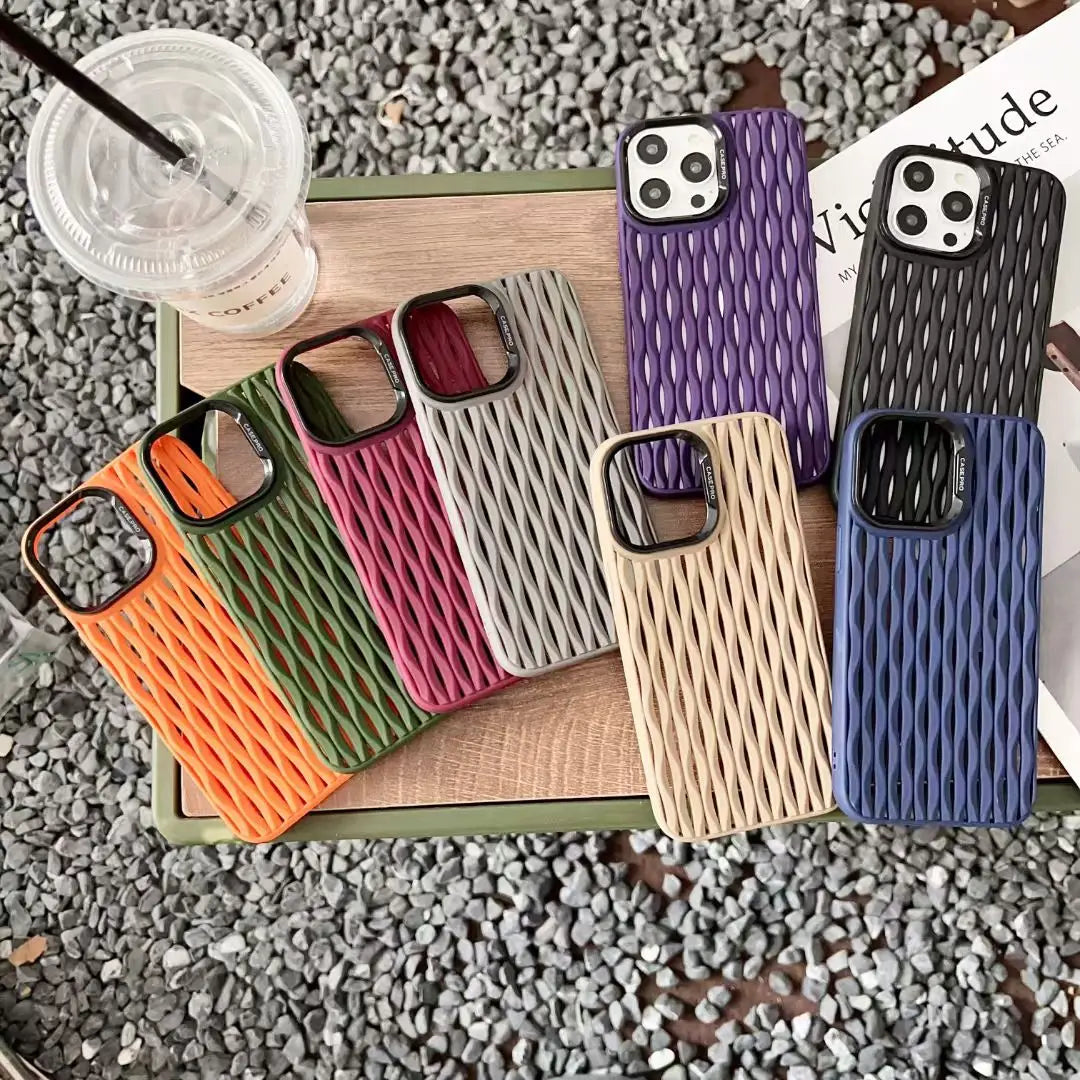 Breathable Heat Mesh Woven Pattern Silicone Case For iPhone