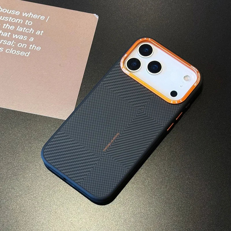 Carbon Fiber Texture Silicone Case for iPhone Alloy Lens Protective