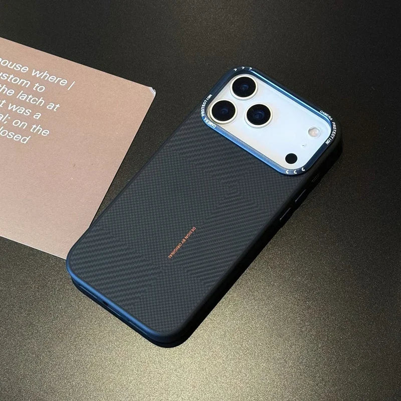 Carbon Fiber Texture Silicone Case for iPhone Alloy Lens Protective