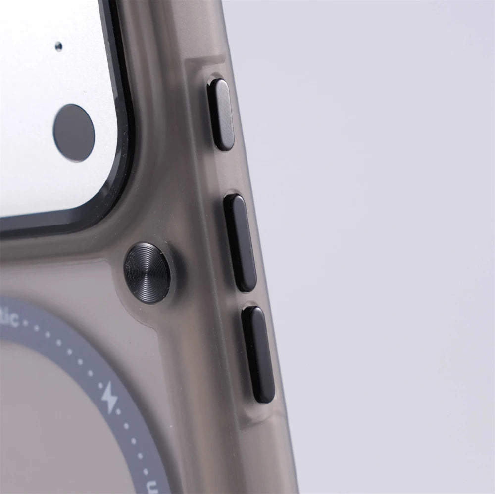 Matte Magnetic Frosted Translucent Anti-fall Case For iPhone Luxury Metal Button