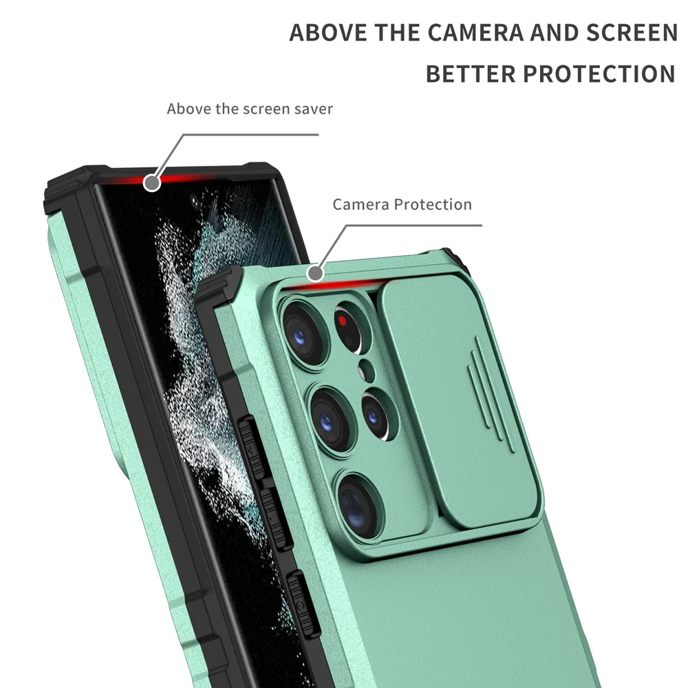 2025 new slide camera lens protection bracket phone case suitable for Samsung