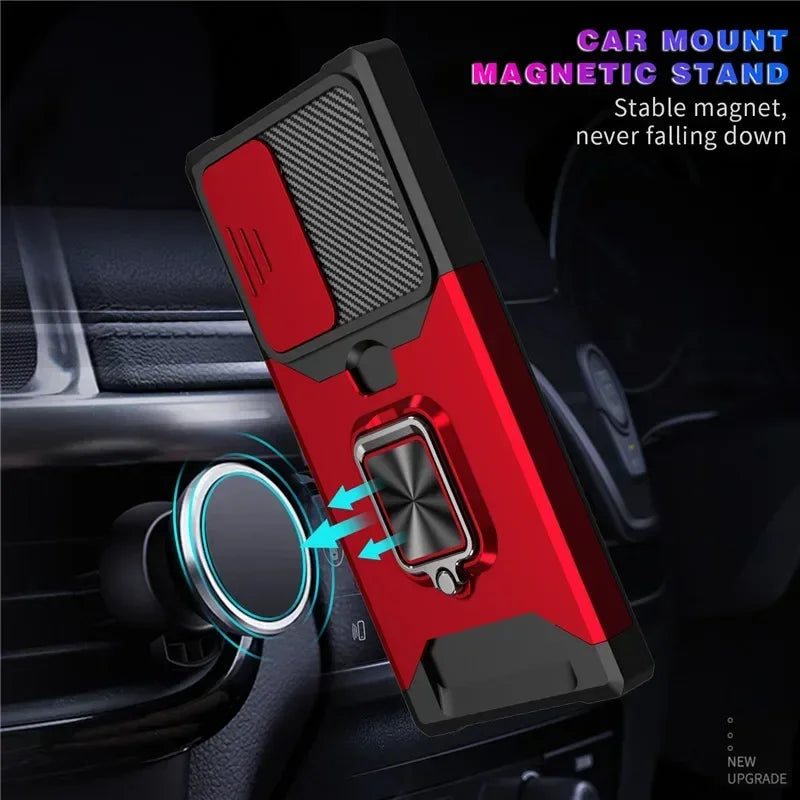 Shockproof magnetic bracket with card welding cover phone case for Samsung