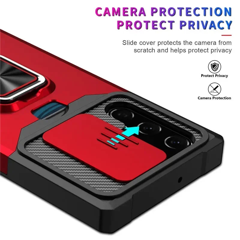 Shockproof magnetic bracket with card welding cover phone case for Samsung