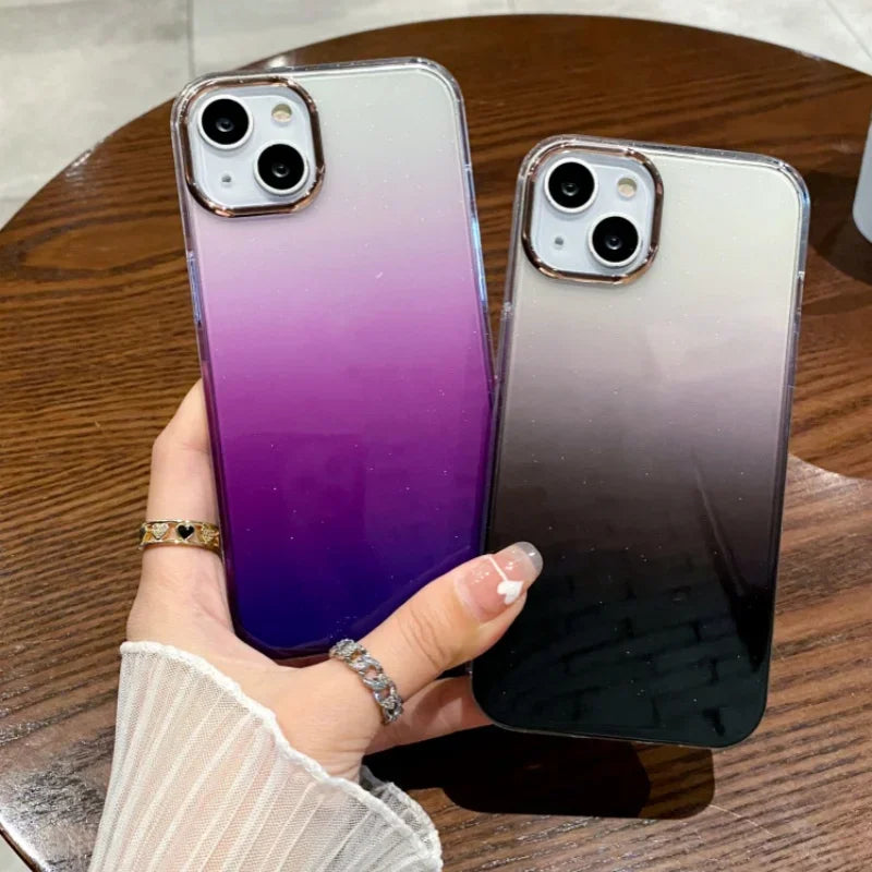 Simple Gradient Color Transparent Soft Silicone Phone Case For iPhone