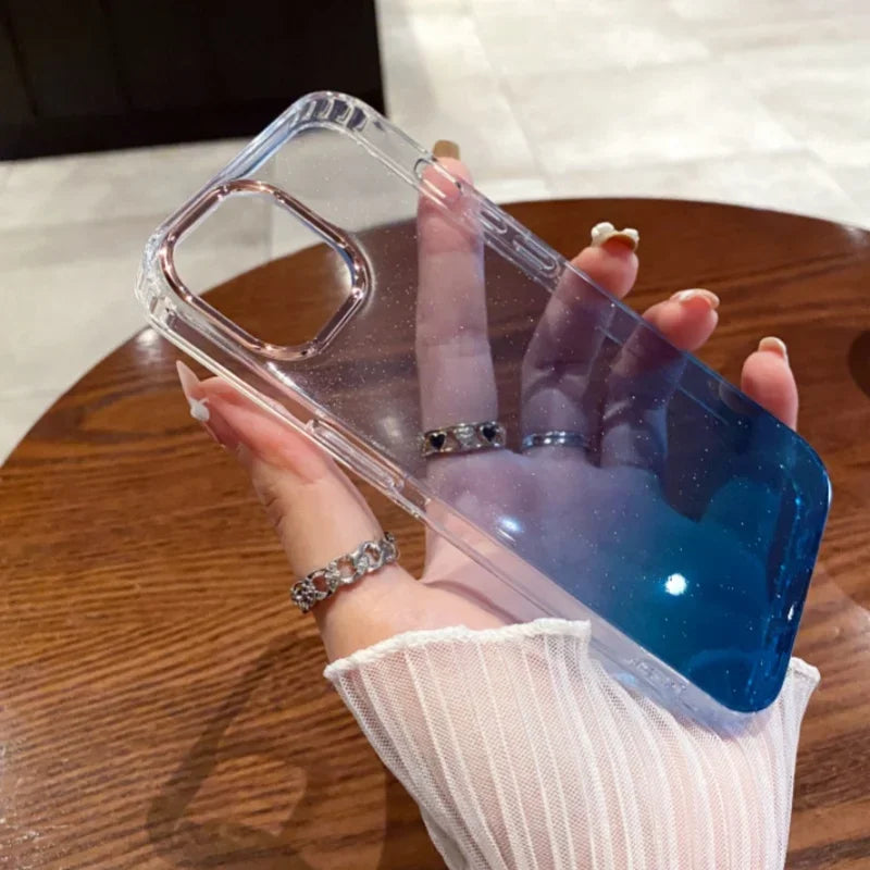 Simple Gradient Color Transparent Soft Silicone Phone Case For iPhone
