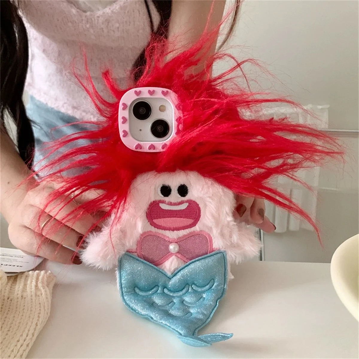 Suitable for ugly and cute cartoon mermaid monster anti fall phone case for iPhone