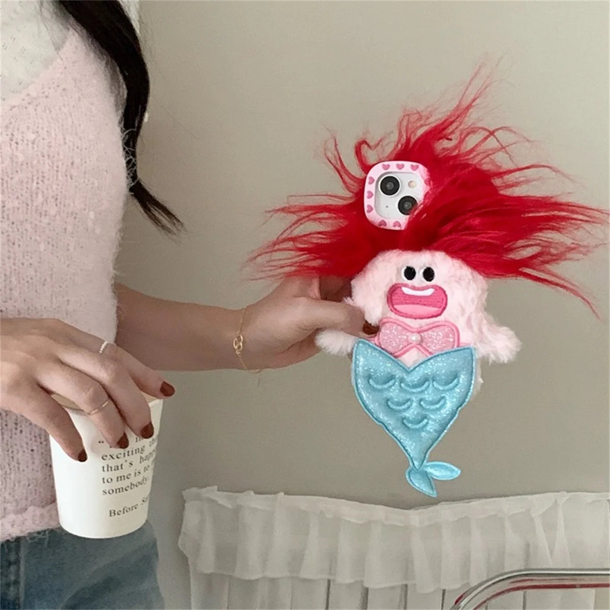 Suitable for ugly and cute cartoon mermaid monster anti fall phone case for iPhone